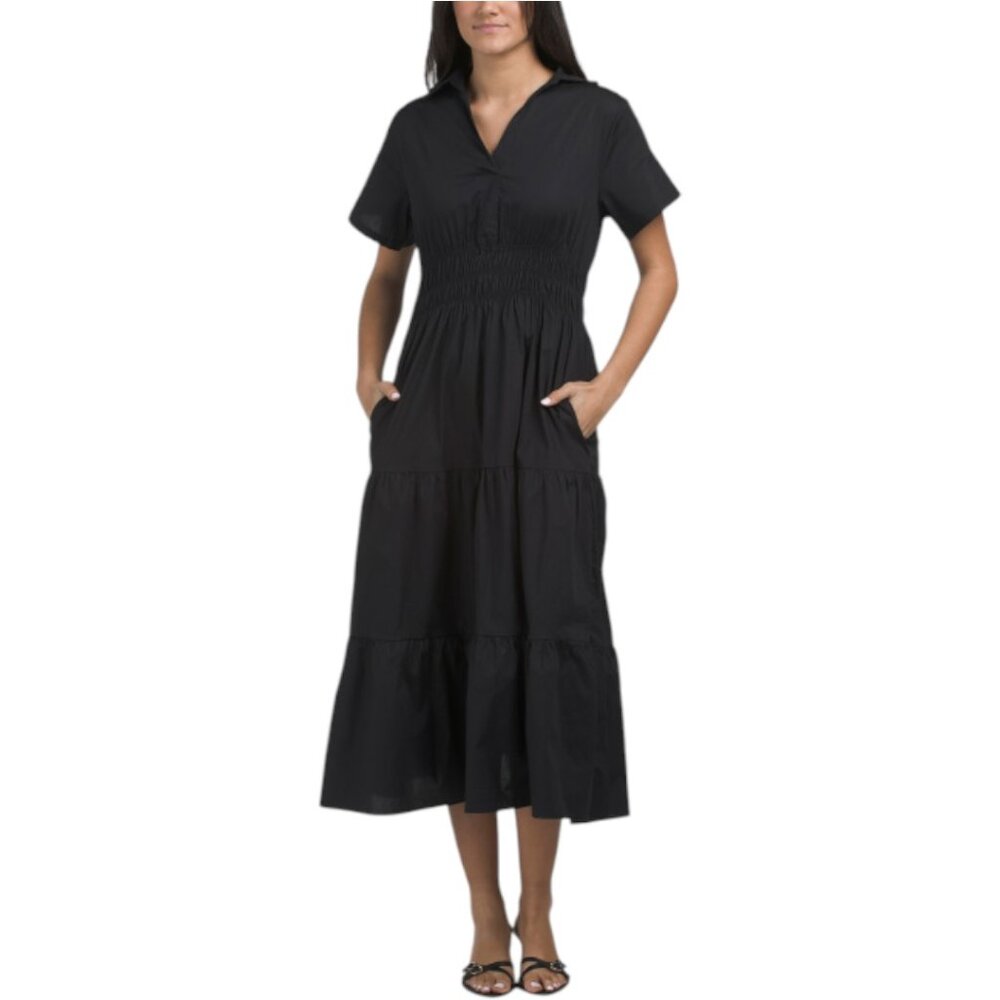 BELLAMBRA Made In Italy Short Sleeve Tiered Maxi Dress